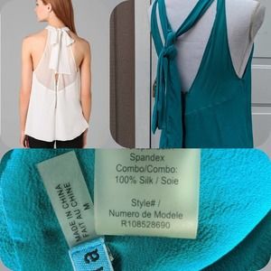 Alice + Olivia turquoise zip back Silk Halter Like Blouse Top  Medium 6